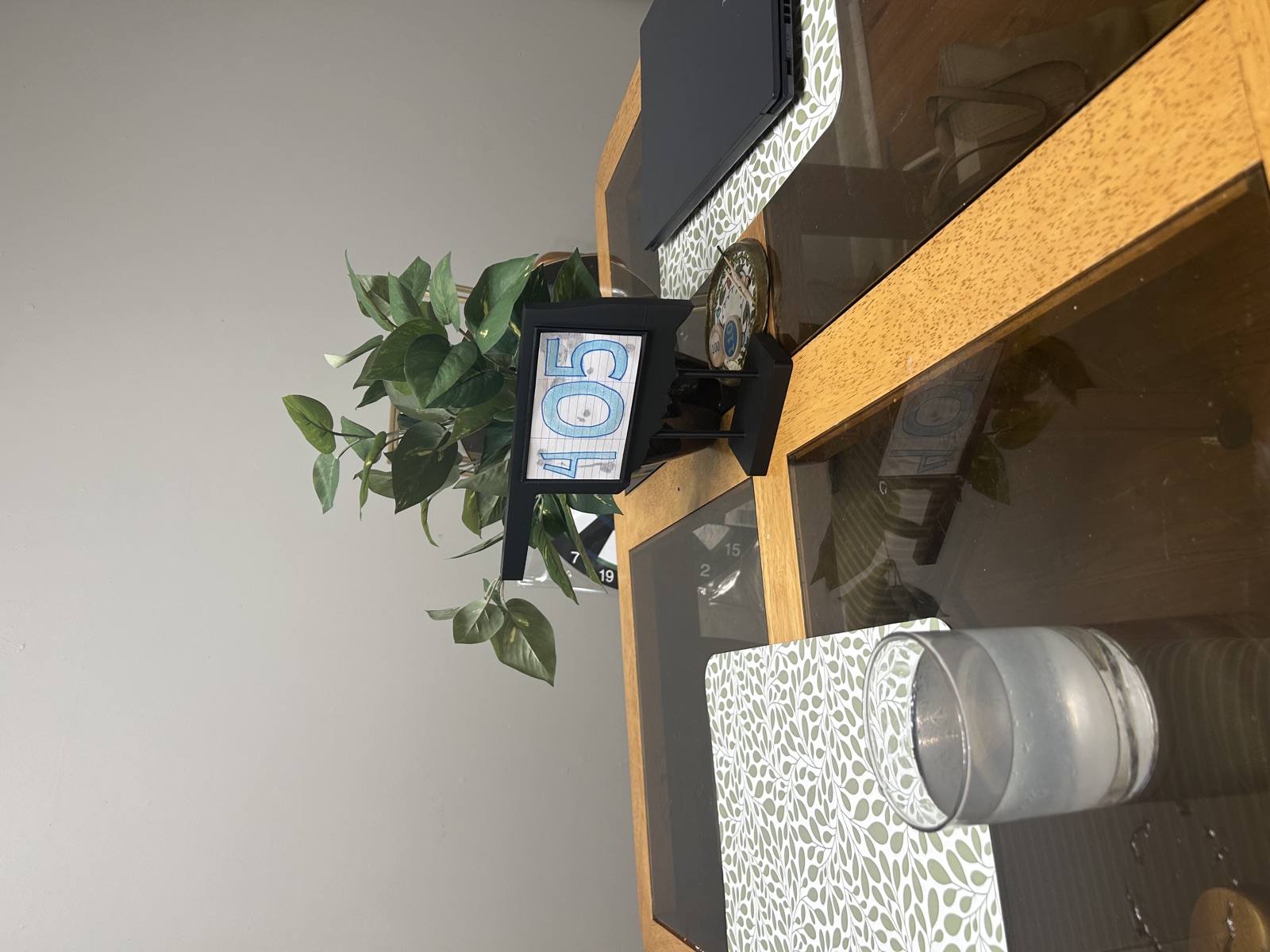 Another angle of the table number centerpiece on display